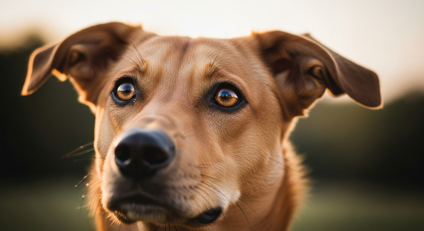 Chien regardant attentivement son propriétaire avec les oreilles dressées