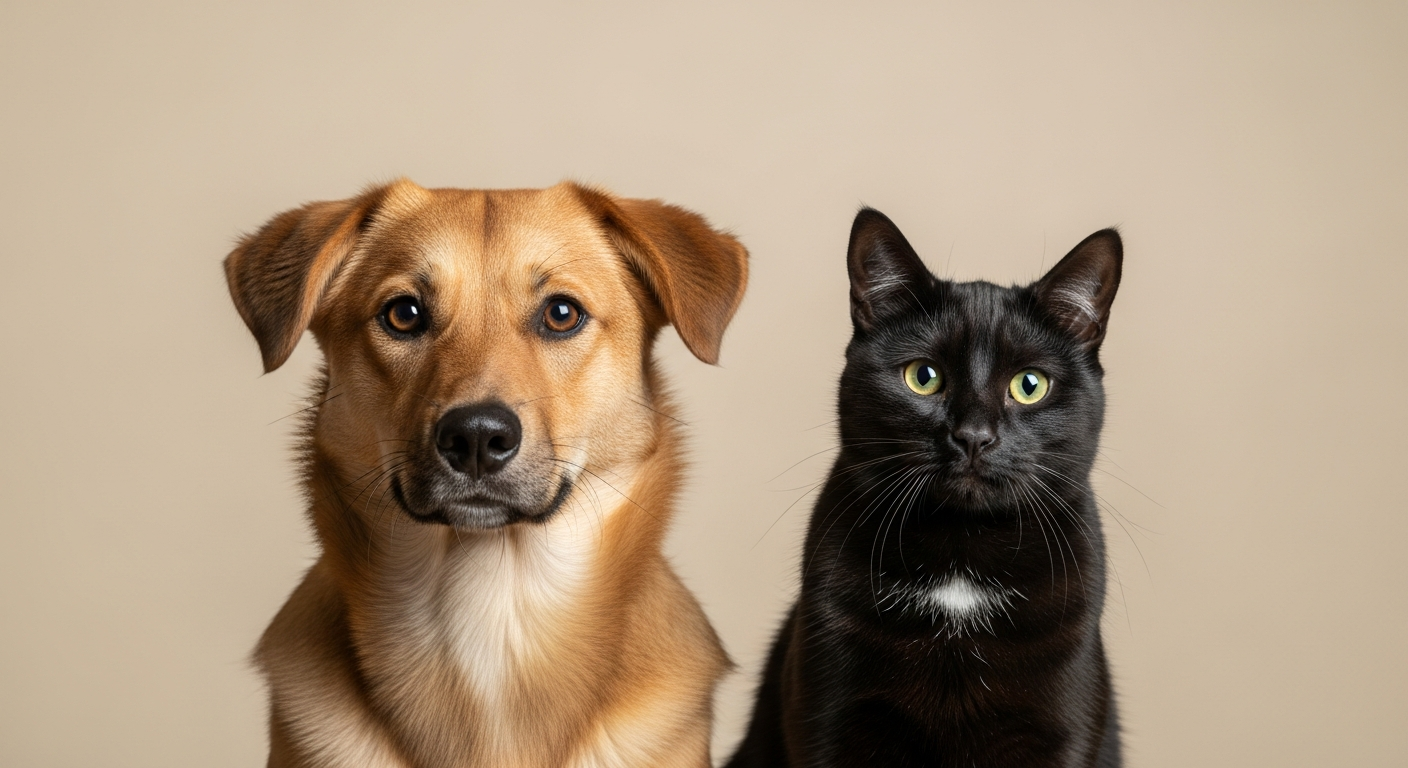 Un chien et un chat photographiés côte à côte, illustration éditoriale Berlioz du millésime 2026