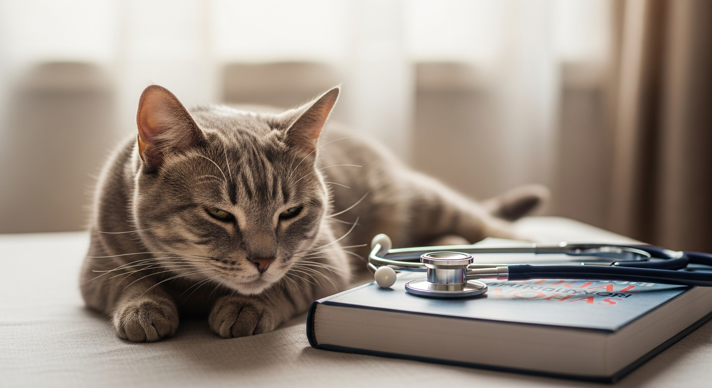 Chat examin&eacute; par un v&eacute;t&eacute;rinaire en cabinet