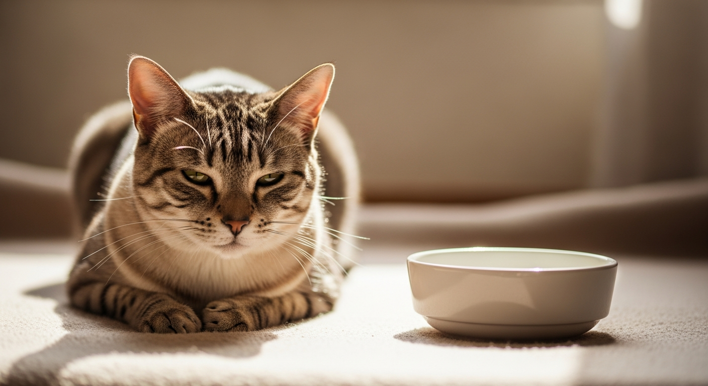Chat tigr&eacute; observ&eacute; par sa propri&eacute;taire dans un salon