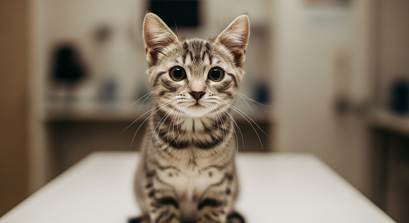 V&eacute;t&eacute;rinaire vaccinant un chaton lors d'une consultation