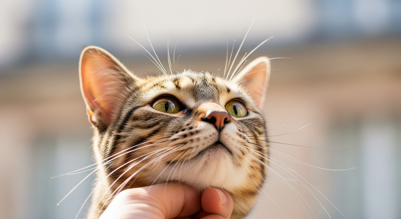 Chat serein observant son sitter en intérieur